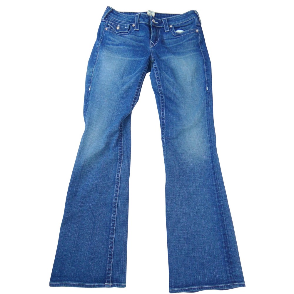 True Religion Joey Bootcut Jeans Womens 31 Medium Wash Blue Made in USA Y2K Low